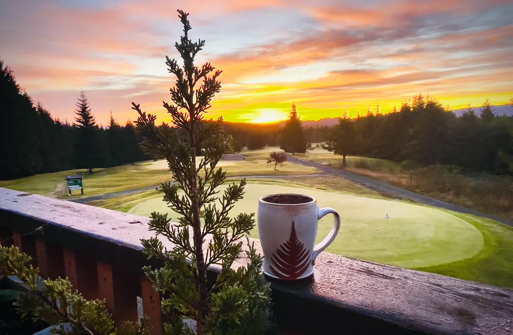 Sunset over Seven Hills Golf Course near Port Hardy Port Alice