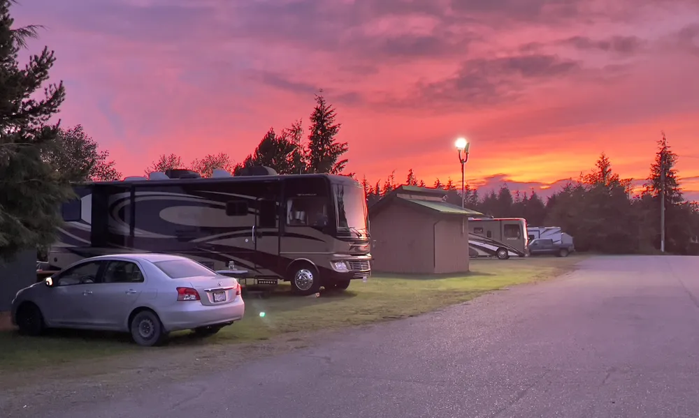 Sunset over Seven Hills RV park Port Hardy